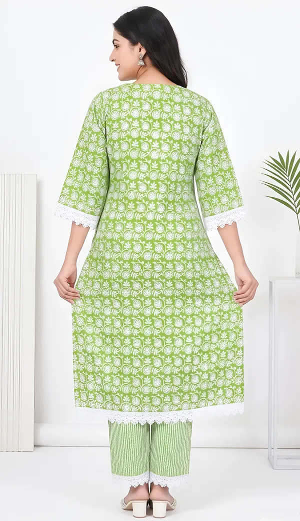 Cotton_Straight_Kurta_Palazzo_Set_Duo_|_Grey_And_Green