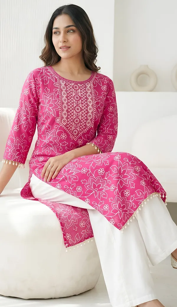 Vatican_Silk_Floral_Kurta_Set_Duo_|_Green_And_Pink
