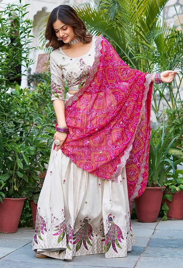 Off-White_With_Pink_Chinon_Premium_Lehenga_Choli_Dupatta_Set_For_Women