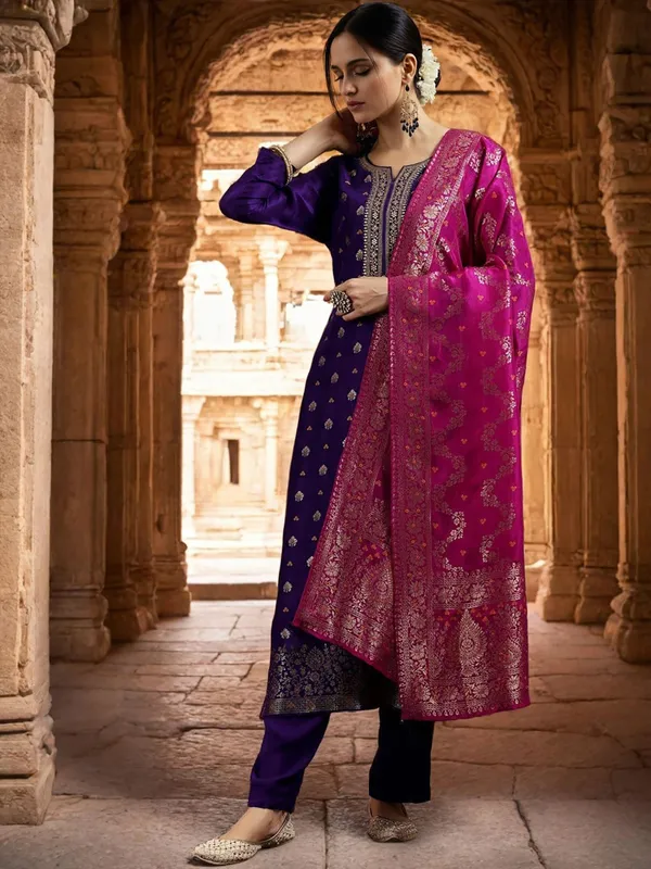 Purple_Art_Silk_Premium_Suit_Set_For_Women