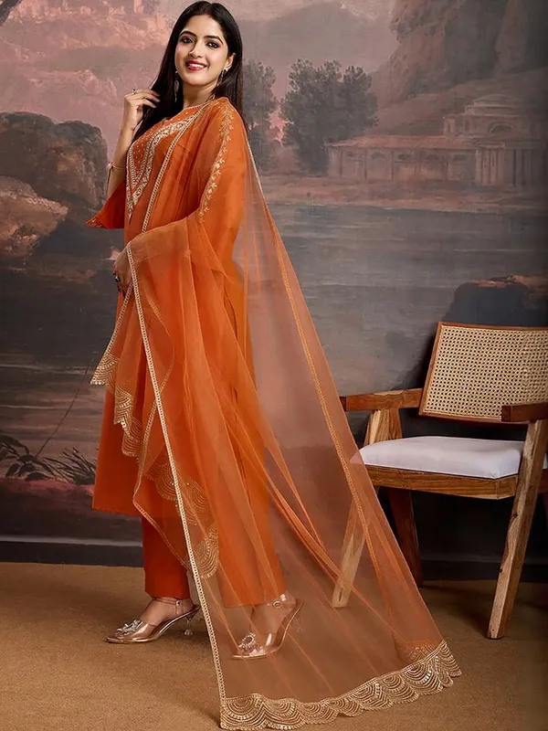 Orange_Tesla_Premium_Kurta_Set_For_Women