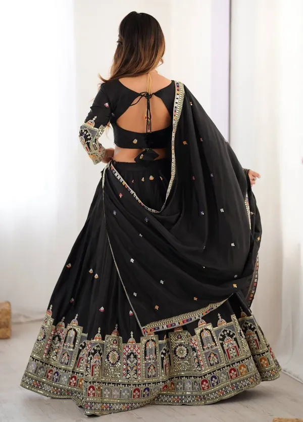 Black_Chinon_Premium_Lehenga_Choli_Dupatta_Set_For_Women