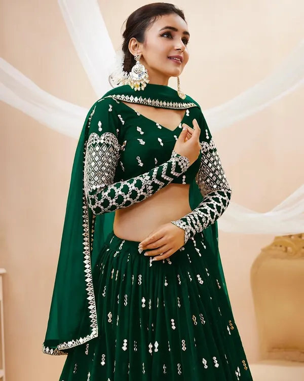 Green_Georgette_Premium_Lehenga_Choli_Dupatta_Set_For_Women