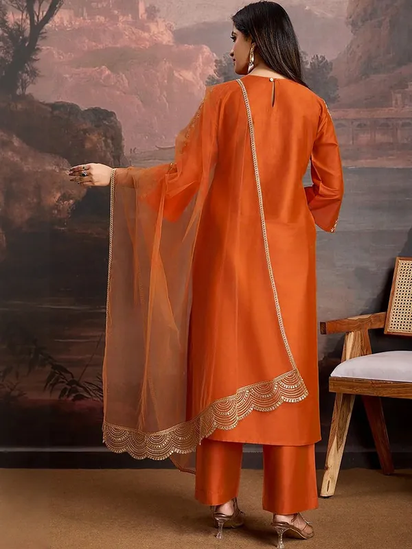 Orange_Tesla_Premium_Kurta_Set_For_Women