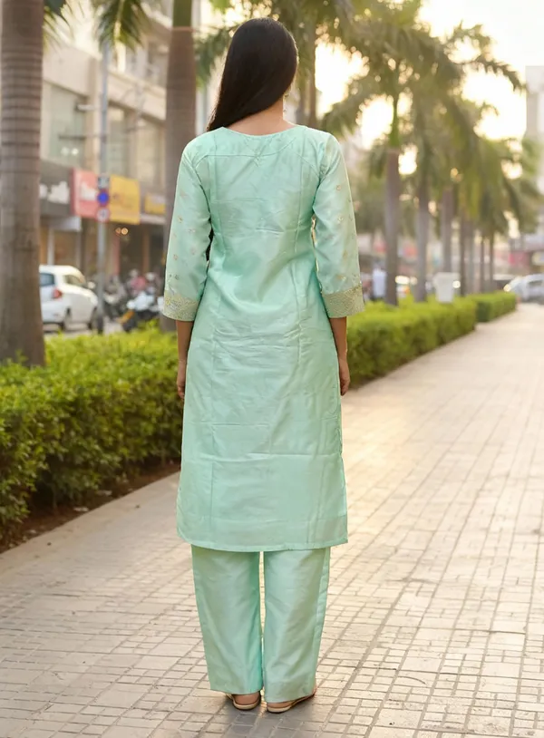 Mint_Green_Art_Silk_Premium_Kurta_Set_For_Women