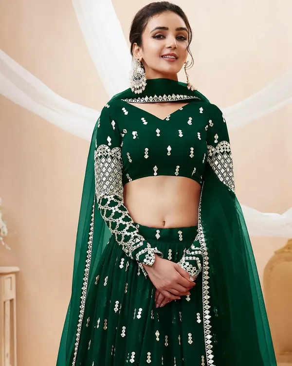 Green_Georgette_Premium_Lehenga_Choli_Dupatta_Set_For_Women