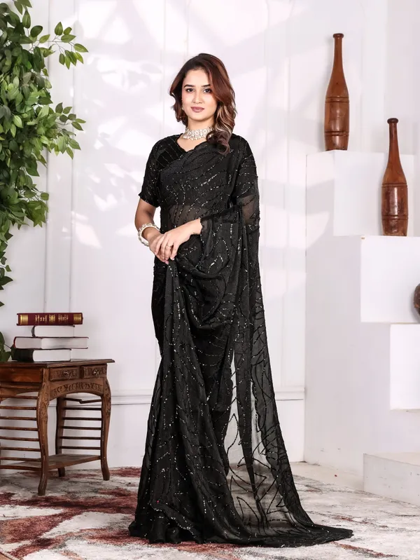 Purple_Satin_Chiffon_Sequin_Work_Saree_With_Blouse_For_Women