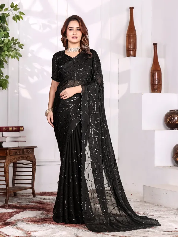Purple_Satin_Chiffon_Sequin_Work_Saree_With_Blouse_For_Women