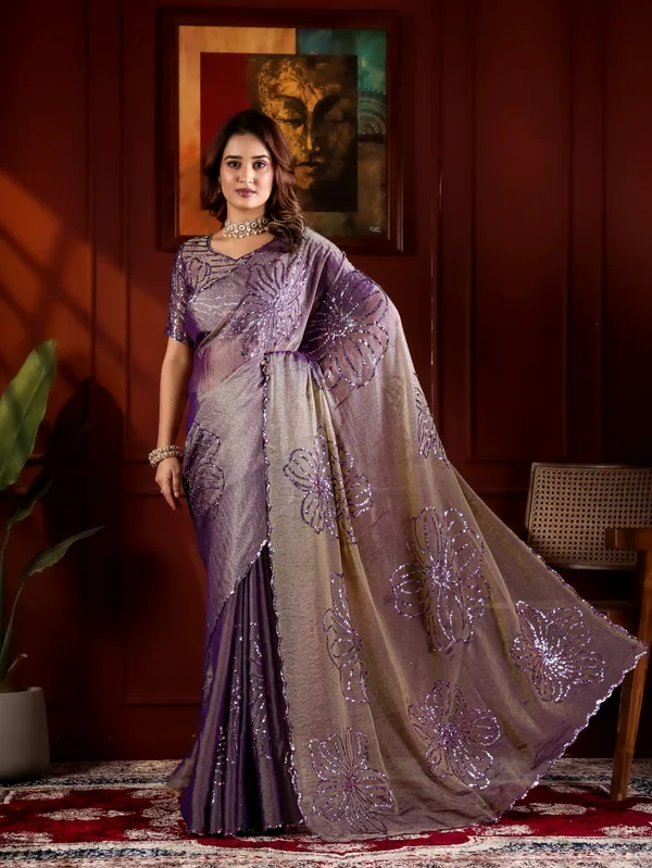 Purple_Grey_Moss_Chiffon_Embellished_Saree_With_Blouse_For_Women