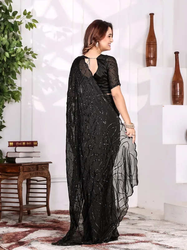 Purple_Satin_Chiffon_Sequin_Work_Saree_With_Blouse_For_Women