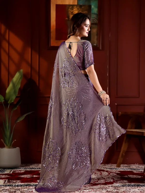 Purple_Grey_Moss_Chiffon_Embellished_Saree_With_Blouse_For_Women
