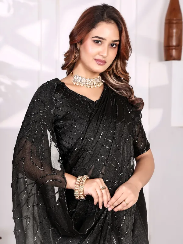 Purple_Satin_Chiffon_Sequin_Work_Saree_With_Blouse_For_Women