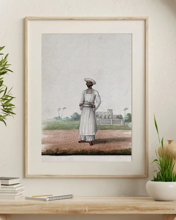 Fiber_Folk_Art_Man_In_A_Field_Art_Print_Gold_Metal_Frame