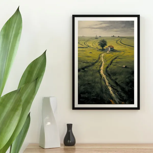 Fiber_Nature_Green_Landscape_Art_Print_Gold_Metal_Framed_Decor
