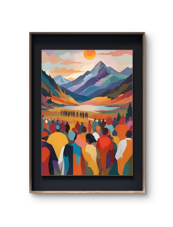 At_The_Mountain_Pass_Canvas_Print_Metal_Silver_Frame