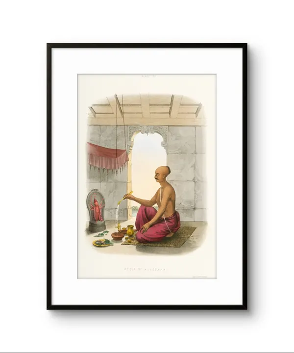 Brahmins_Performing_Pooja_Set_Of_3_Canvas_Print_Black_Frame