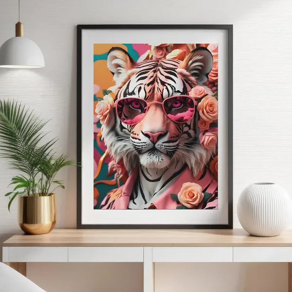 Tiger_Swag_Art_Print_Black_Frame_14.5X11.5_Inches