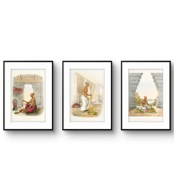Brahmins_Performing_Pooja_Set_Of_3_Canvas_Print_Rolled