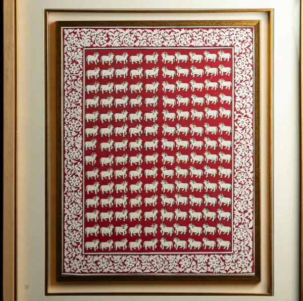 Cotton_Hand_Painted_Pichwai_Cows_Floral_Unframed_Fabric_3Ft_X_5Ft