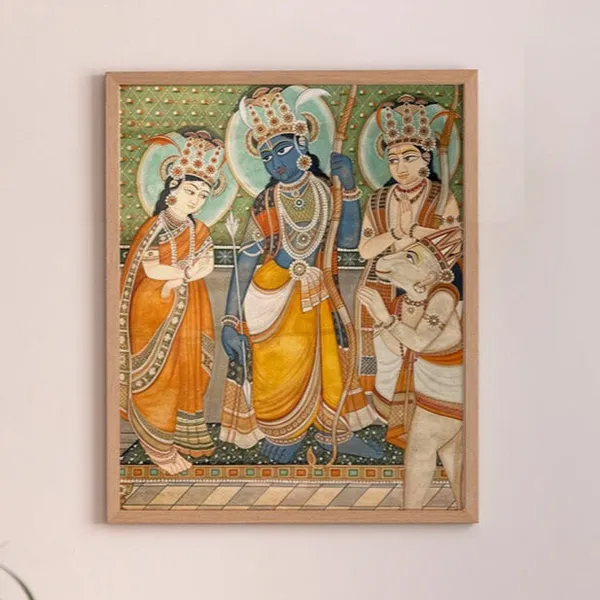 Pichwai_Ram_Darbar_Hand_Painted_Cotton_Fabric_Unframed_2.5X4Ft