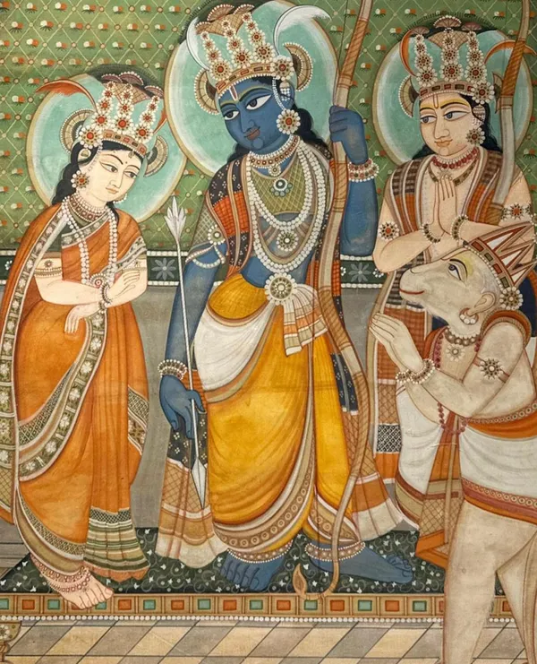 Pichwai_Ram_Darbar_Hand_Painted_Cotton_Fabric_Unframed_2.5X4Ft