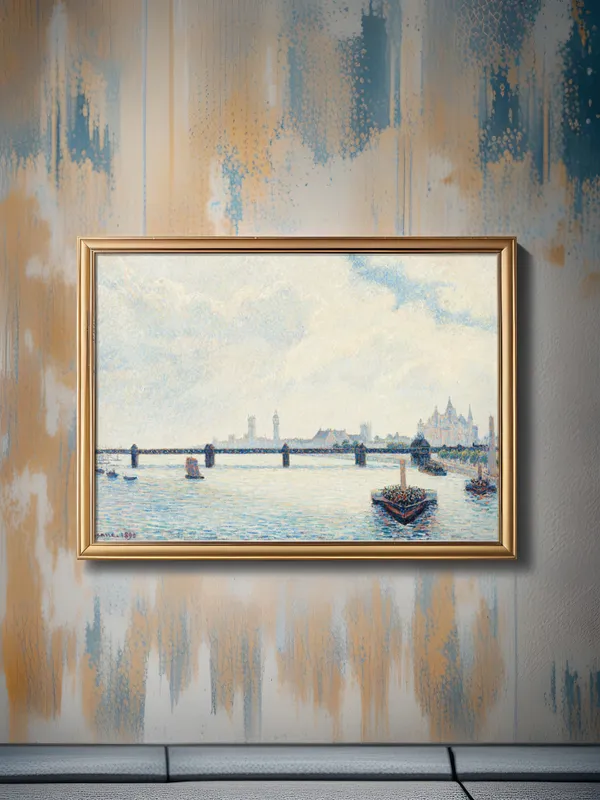 Charing_Cross_Bridge_Camille_Pissarro_Canvas_Print_Gold_Metal_Frame