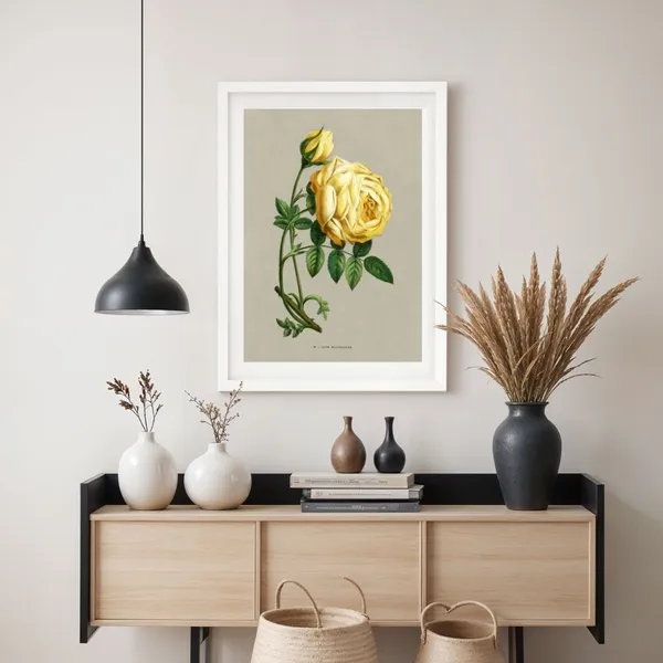 Yellow_Rose_Art_Print_White_Frame