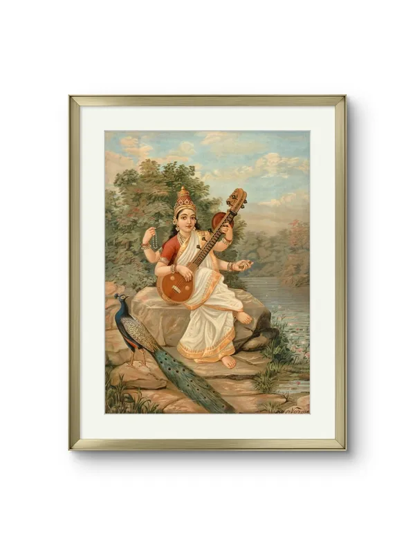 Raja_Ravi_Varma_Saraswati_Art_Print_Wooden_Frame