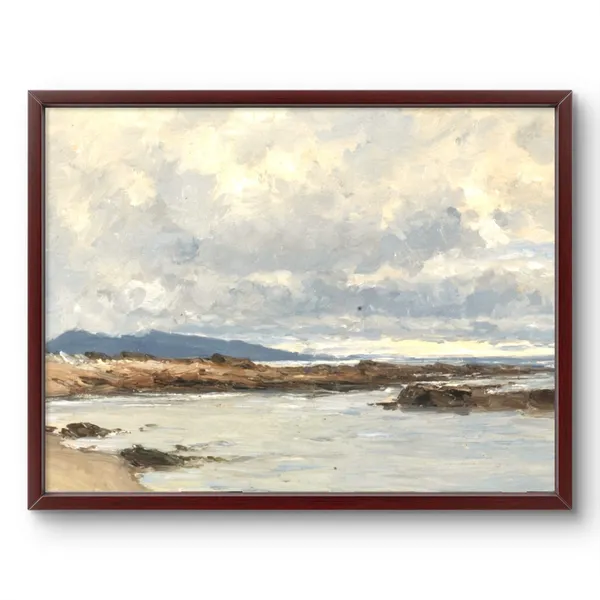 Fiber_Coastal_Soothing_Beach_Scene_Art_Print_Gold_Metal_Frame