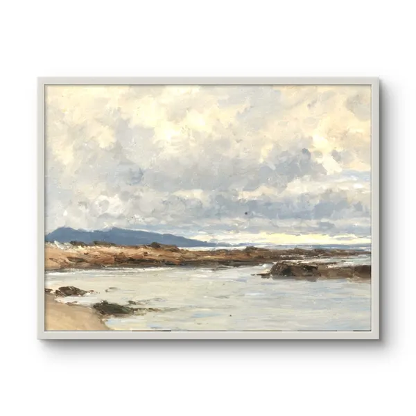 Fiber_Coastal_Soothing_Beach_Scene_Art_Print_Gold_Metal_Frame