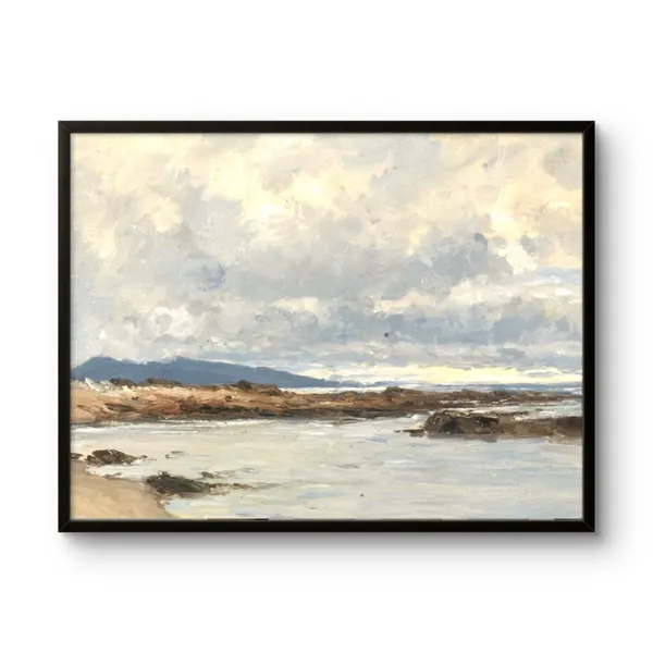 Fiber_Coastal_Beach_Scene_Canvas_Print_Frame_White