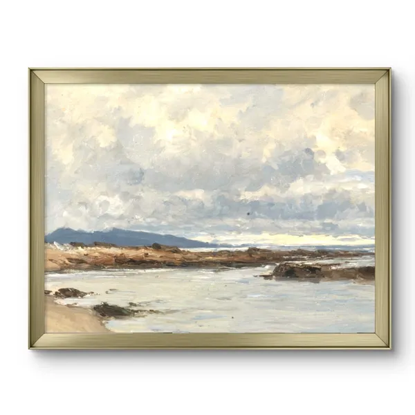 Soothing_Beach_Scene_Canvas_Print_Gold_Metal_Frame