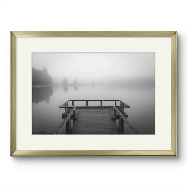 Fiber_Landscape_Bridge_On_A_Lake_Art_Print_Gold_Metal_Frame