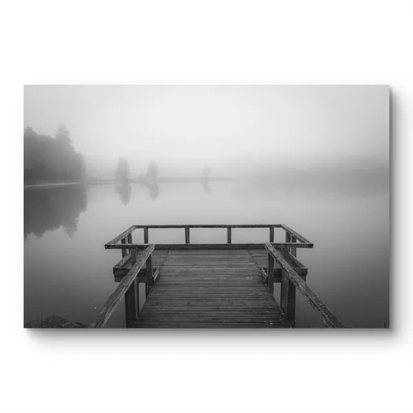 Bridge_On_A_Lake_Canvas_Print_Black_Frame