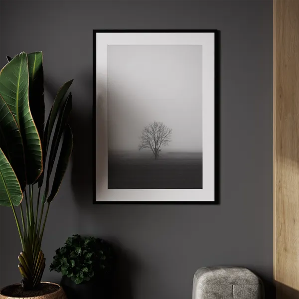 Lone_Tree_Black_&_White_Landscape_Art_Print_Rolled
