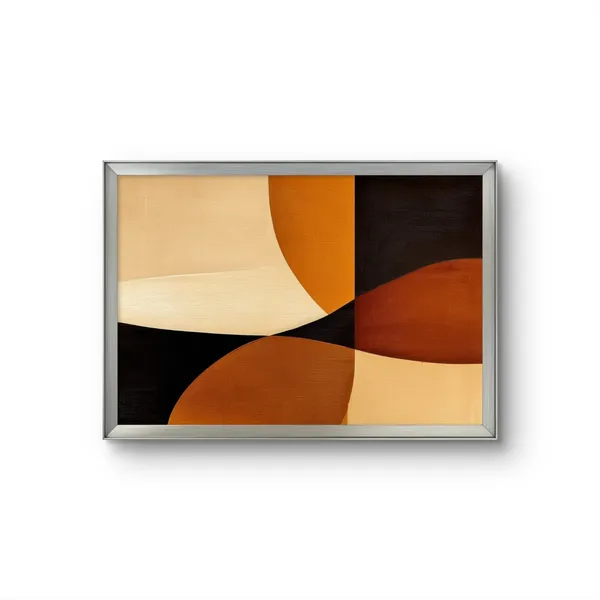 Brown_Swirls_Abstract_Art_Print_Black_Frame
