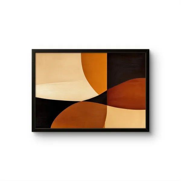 Brown_Swirls_Abstract_Canvas_Print_Black_Frame