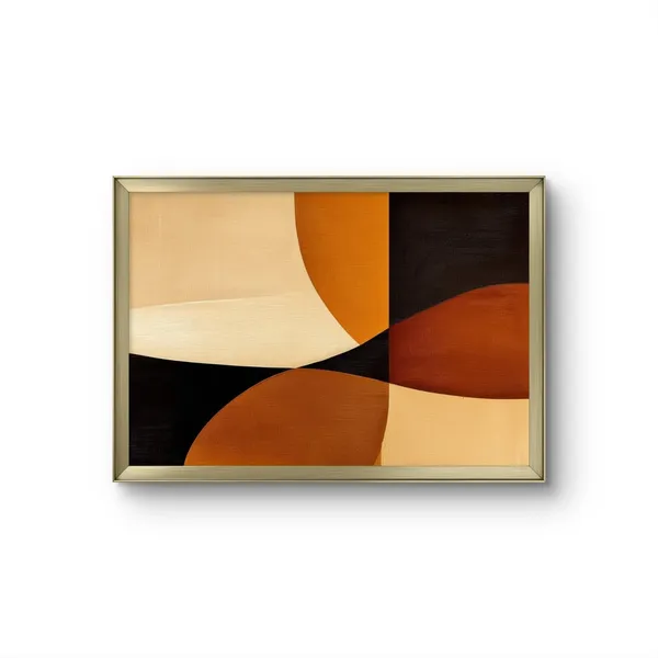 Fiber_Abstract_Brown_Swirls_Canvas_Print_Frame_Gold