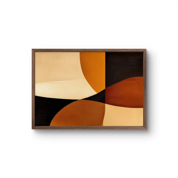 Brown_Swirls_Abstract_Canvas_Print_Metal_Silver_Frame