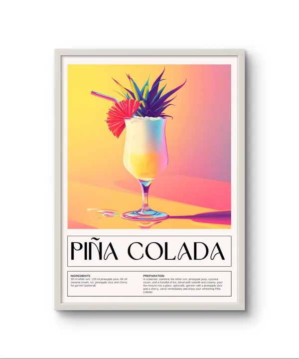 Pina_Colada_Cocktail_Art_Print_Black_Frame