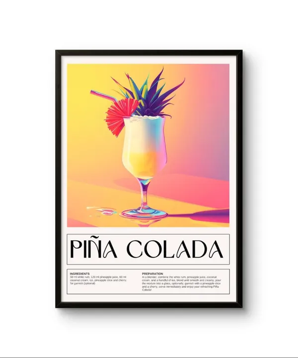 Pina_Colada_Cocktail_Art_Print_Black_Frame
