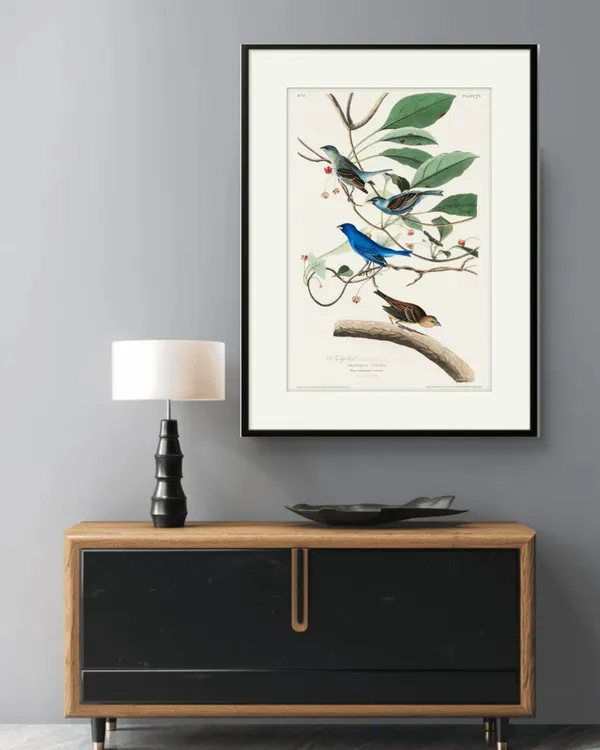 Indigo_Bird_Abstract_Art_Print_Canvas_Black_Frame