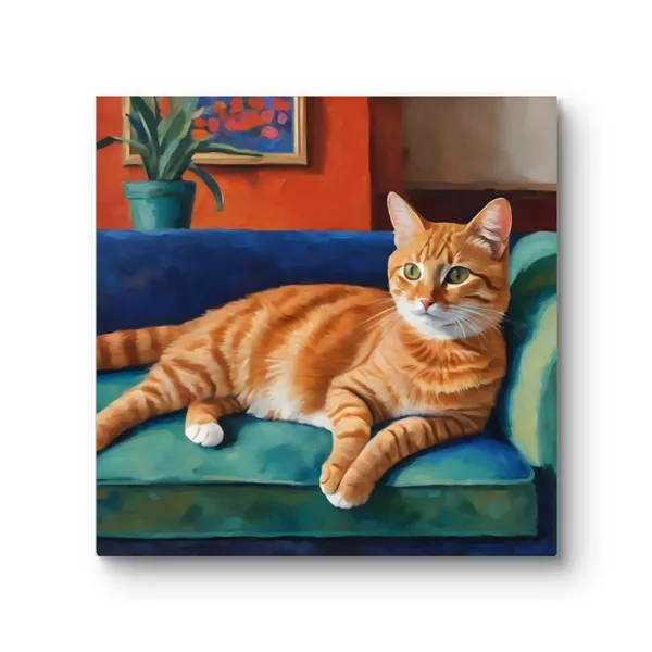 Lounging_Cat_Abstract_Art_Canvas_Print_Wooden_Frame