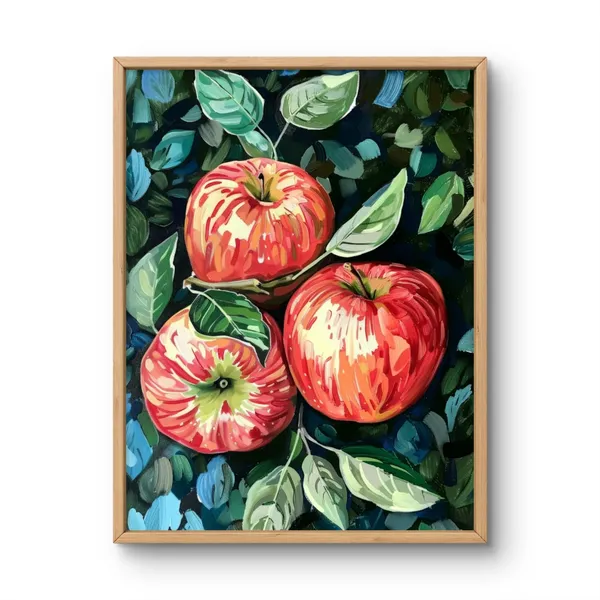 Fiber_Abstract_Apple_Tree_Gold_Silver_Art_Print_Wooden_Frame