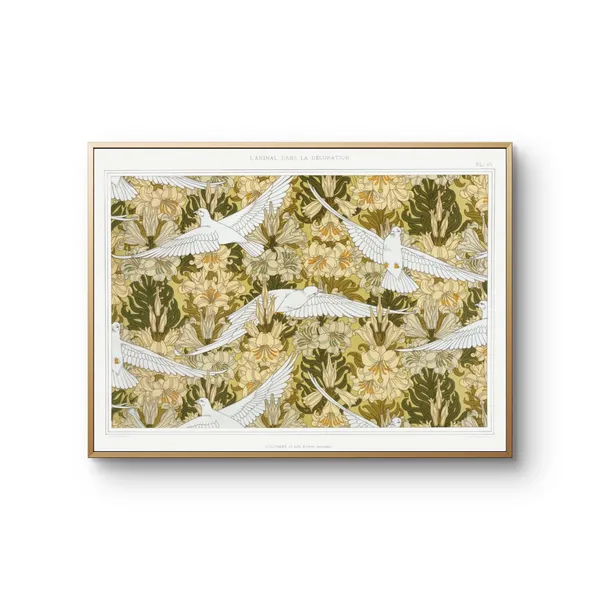 Flying_Doves_Pattern_Art_Print_Black_Frame