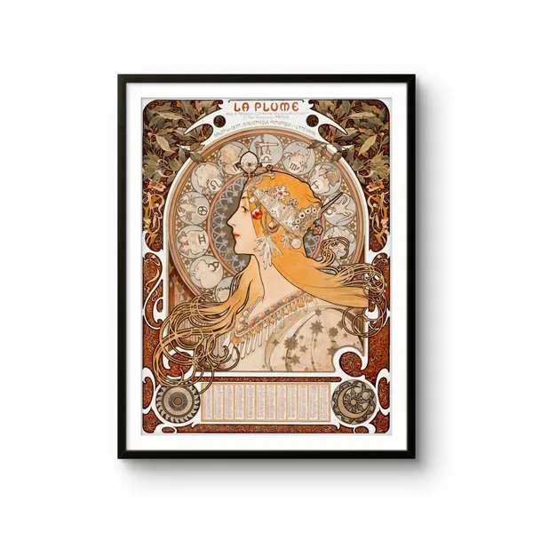 Fiber_Art_Nouveau_Floral_Art_Print_Wooden_Frame