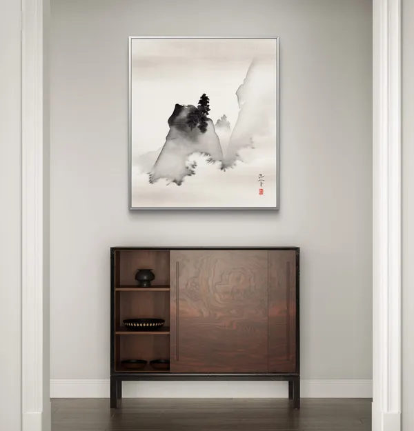 Mountains_Triptych_Three_Evening_Scenes_Canvas_Black_Frame