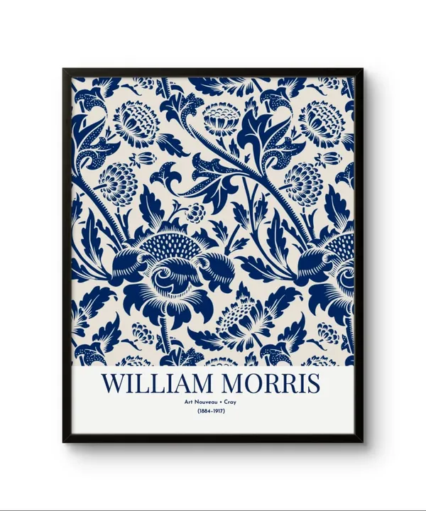 William_Morris_Blue_Patterns_Canvas_Print_Wooden_Frame