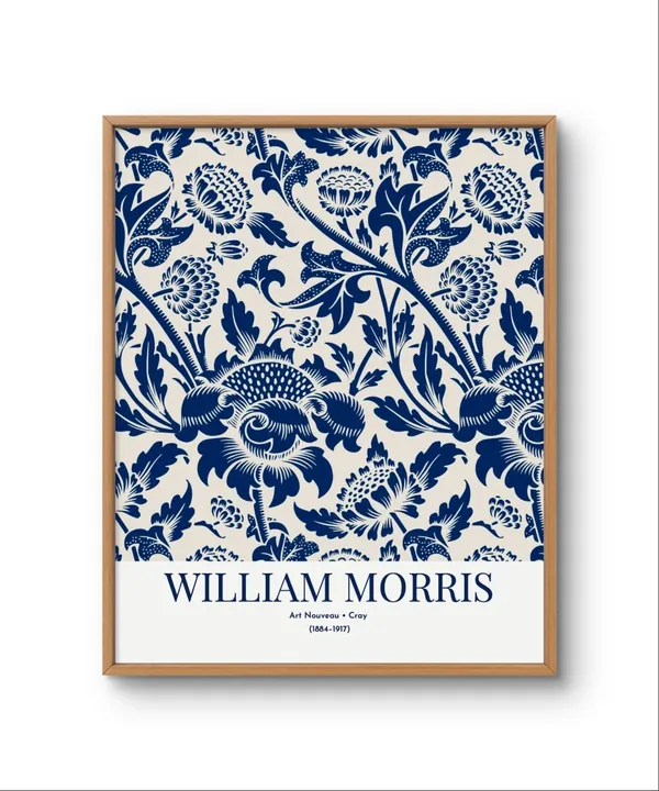 William_Morris_Blue_Patterns_Canvas_Print_Wooden_Frame