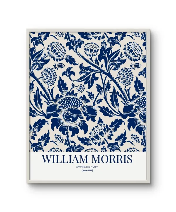 William_Morris_Blue_Patterns_Canvas_Print_Wooden_Frame